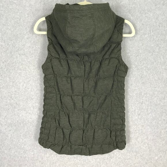Blanc Noir Puffer Vest Small Quilted Ruched Hooded Jersey Hiking Hunter Army - Picture 7 of 10